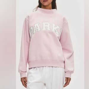 Parke Sprinkle Pink Varsity Mockneck Sweatshirt XXL